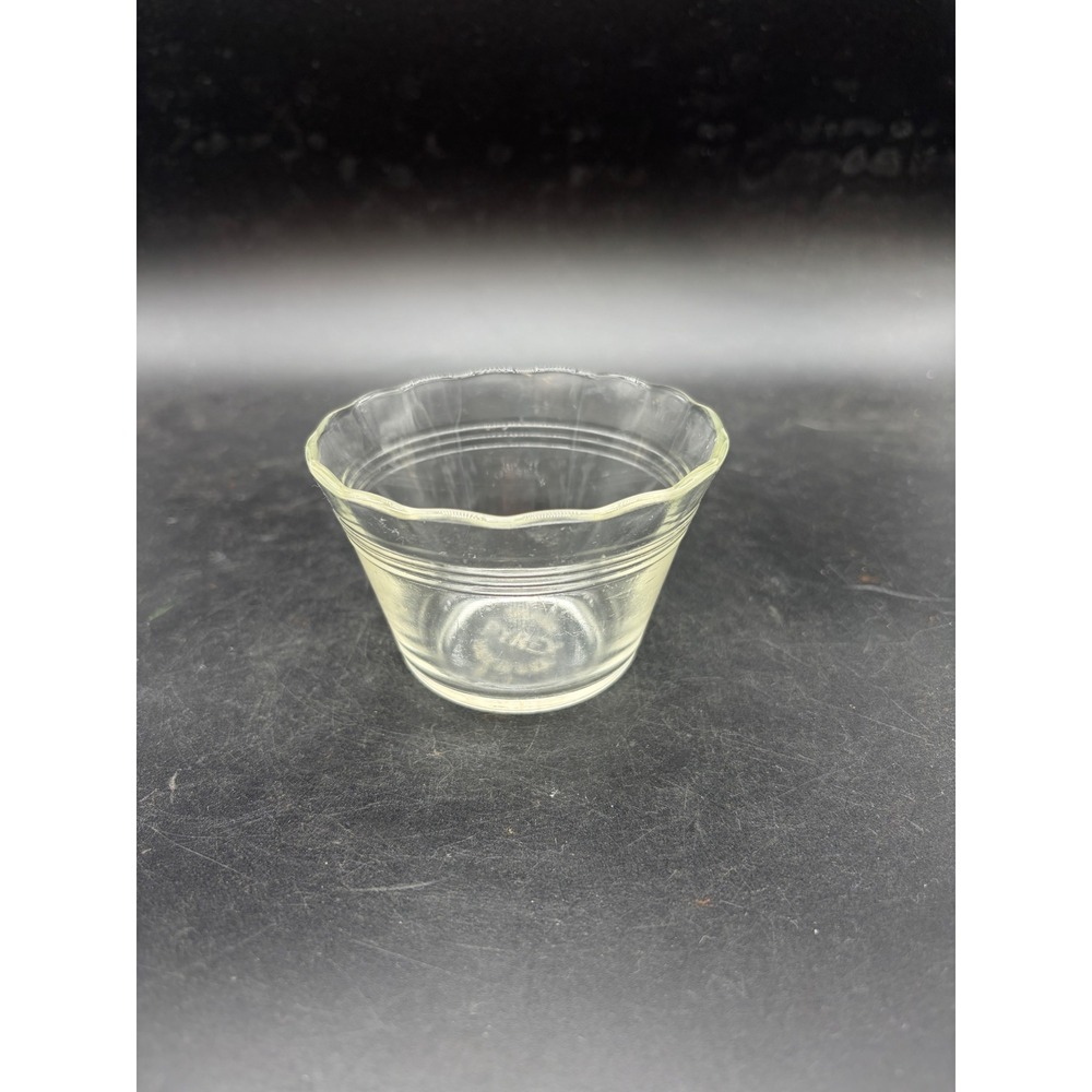Vintage Pyrex Clear Glass Custard Cup Ramekin Scalloped Rim Ribbed 6oz D-1 USA